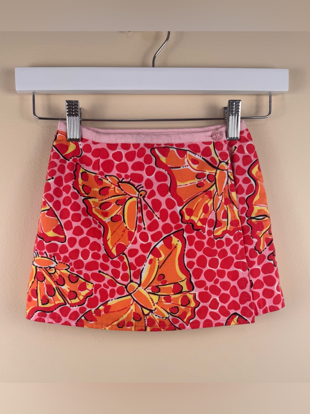 Vintage Lilly Pulitzer Lenore Wrap Skirt in Pink Sands Cha Cha Butterflies